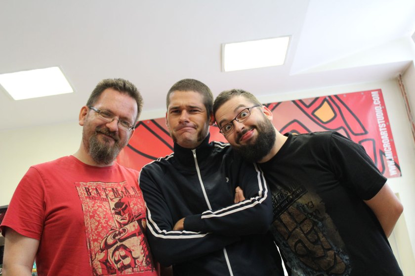 From The Left; Sebastian Makowski (boss of Micro Art Studio), me and Łukasz Perzenowski ( creator of Wolsung Skirmish Game)