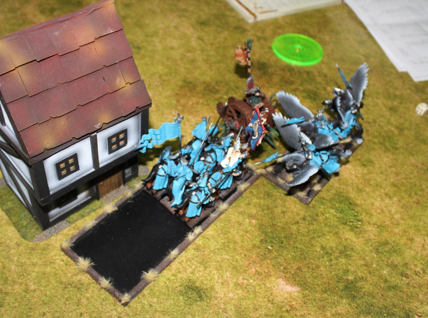 Doomwheel charged by Bretonnian Knights.