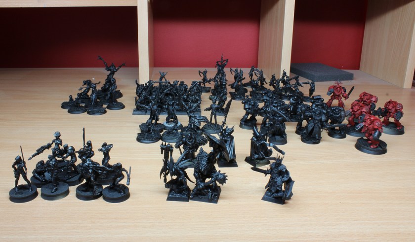 This is small part of my collection I'm taking with me - Skaven, Slaanesh Daemonettes, Blood Angels, Malifaux, Infinity, Wolsung and more...