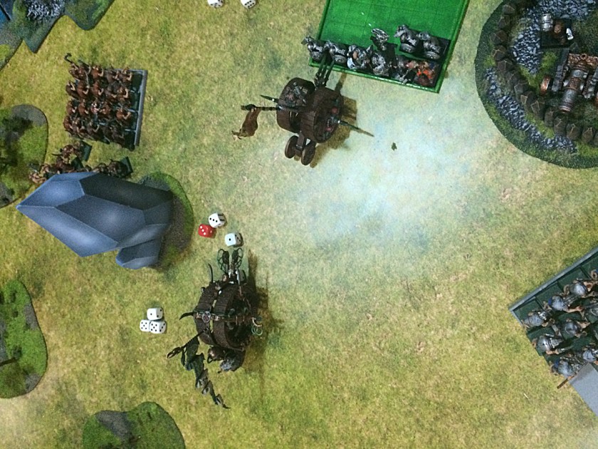 Doomwheel charged Longbeards and another one is broken going into the woods.